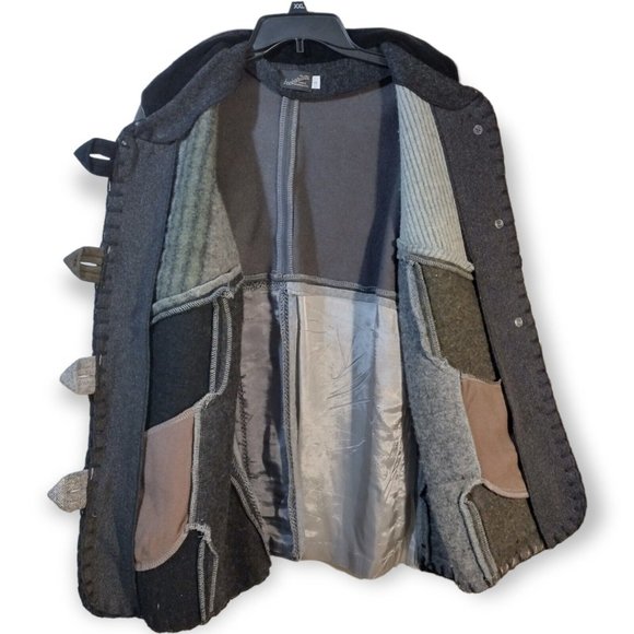 VTG BaabaaZuzu Women's Large Upcycled Wool Jacket Coat Patchwork Made In MI USA - Picture 3 of 9